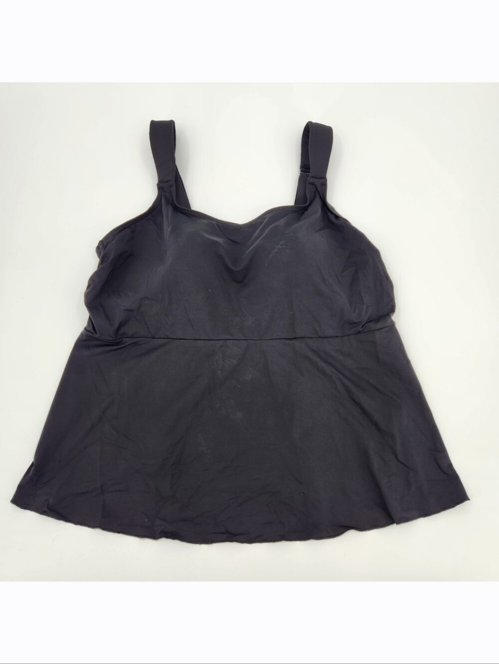 Lands End Swim Tankini Top Womens Size 1X 16-18 Black Molded Cups Adjustable